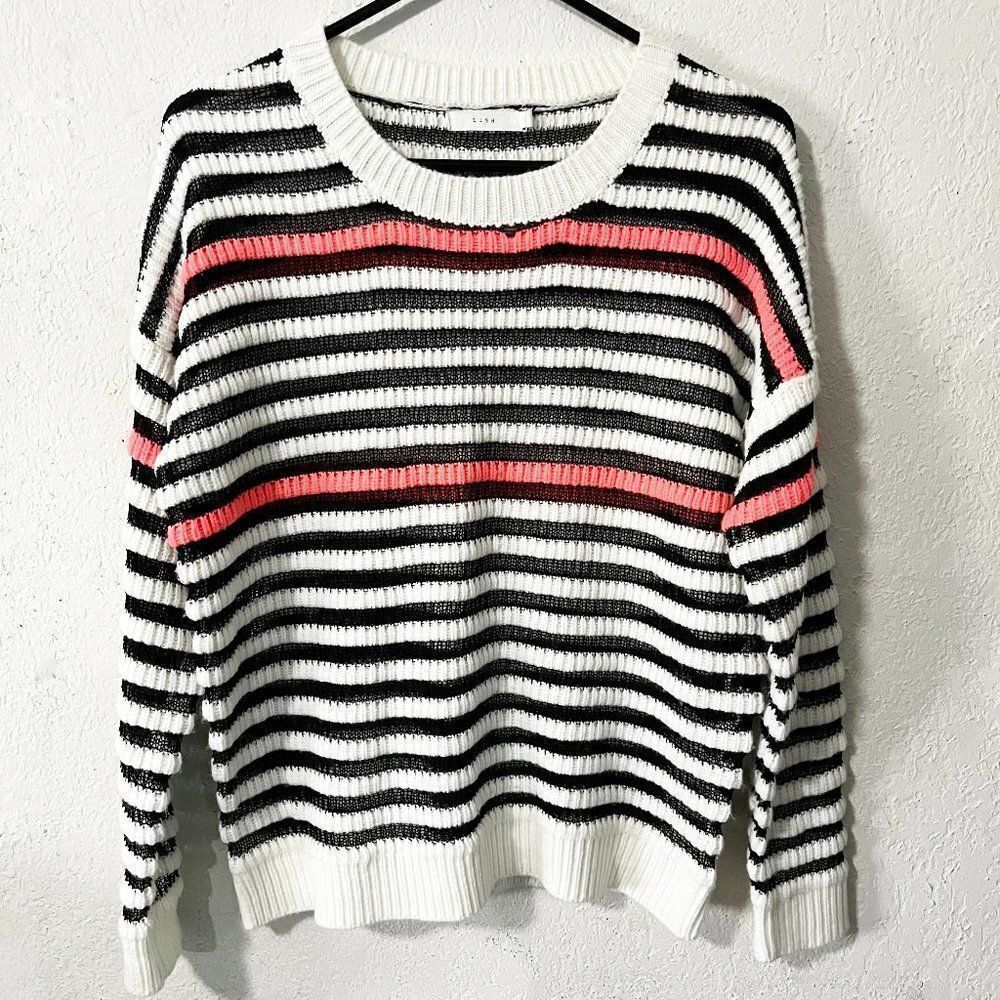 Lush‎ Neons Ago Ivory Striped Sweater Size Small